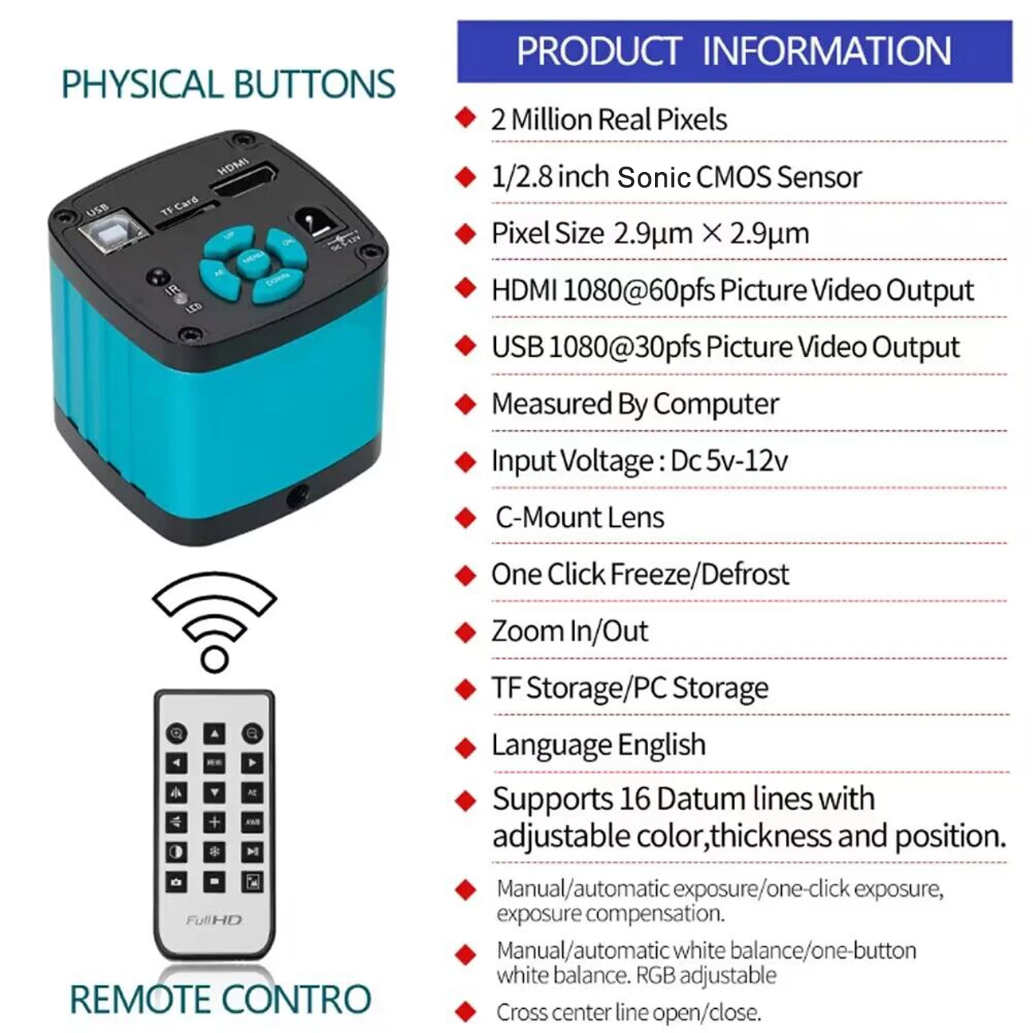 Mikroskop 4K 48MP HDMI 1080P HD, kamera Video industri kamera mikroskop 150x Zoom C Mount lensa Remote Control untuk solder PCB