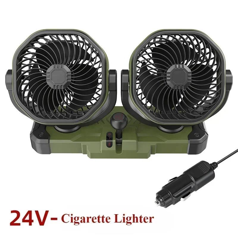 

Car Dual-Head Fan 5V USB 12V/24V Cigarette Lighter Fan 2 Speed Wind 360° Rotate Vehicle Cooling Fan Summer Car Accessories