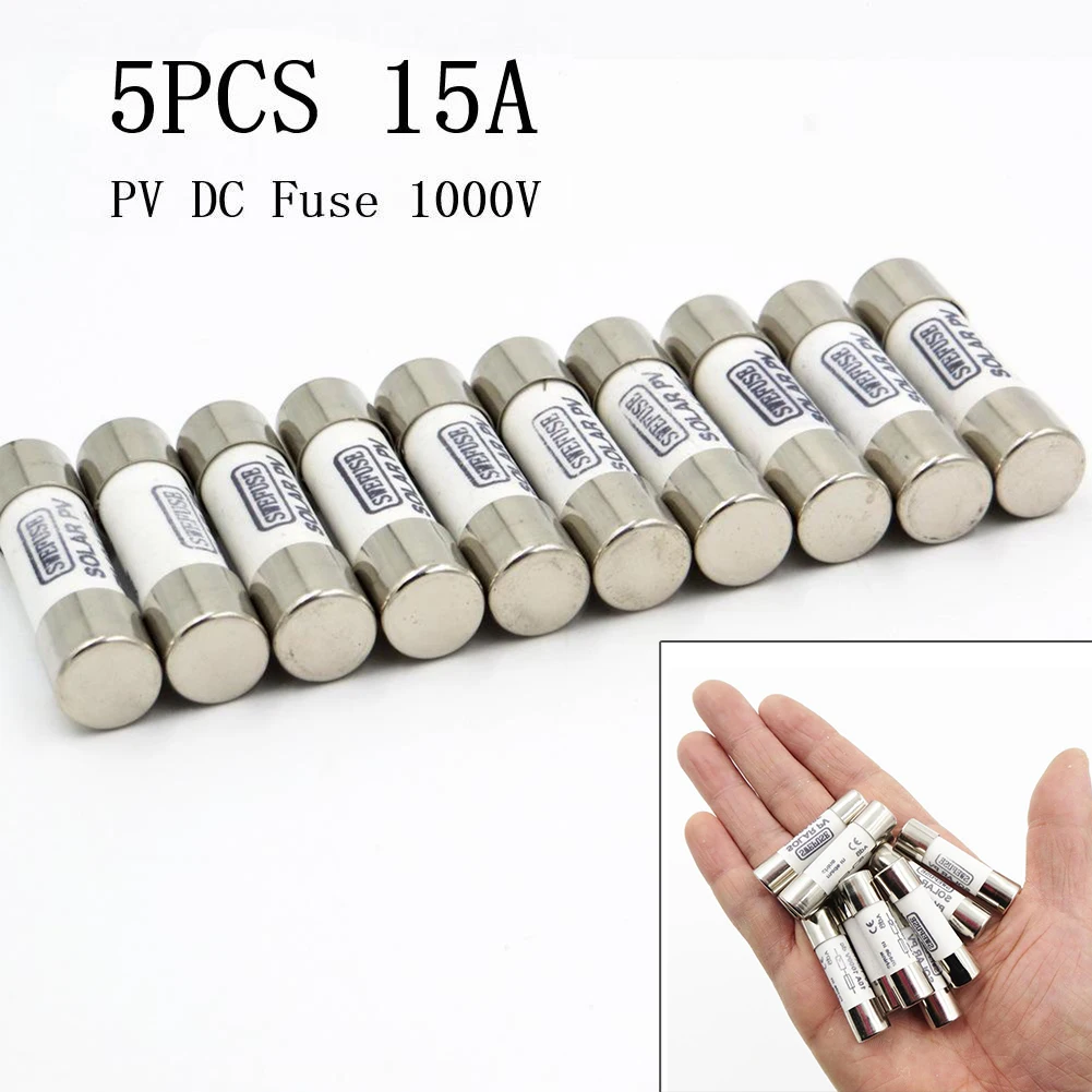 15A 消費電力ユニットヒューズ PV DCヒューズ シャワー/ストーブ用 10*38MM 1000 VDC 15アンペアヒューズ 15A アクセサリー 電気機器 ソケット用