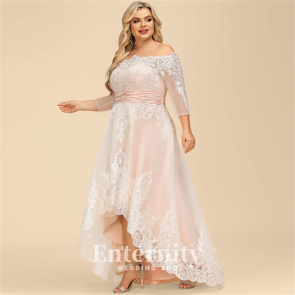 

Boho A-line Bride Dresses Off Shoulder Wedding Dress Asymmetrical Lace Satin Tulle Wedding Dresses for Woman Vestidos Dresses