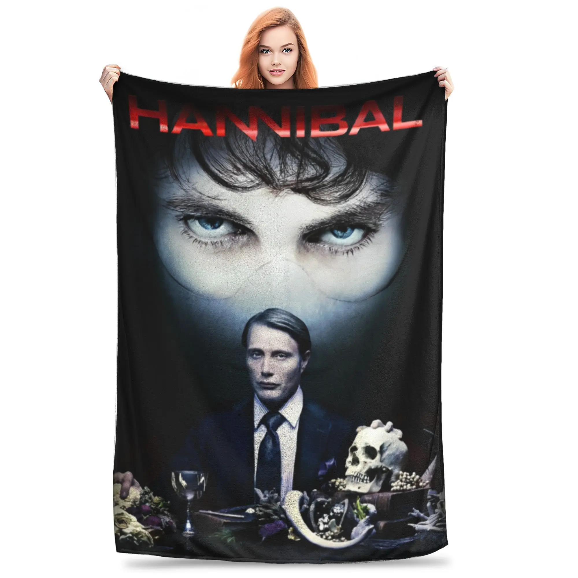 hannibal Mads Mikkelsen horror movie Merch Blankets Ultra-Soft Flannel  Throw Blanket Cozy Plush Thin Quilt