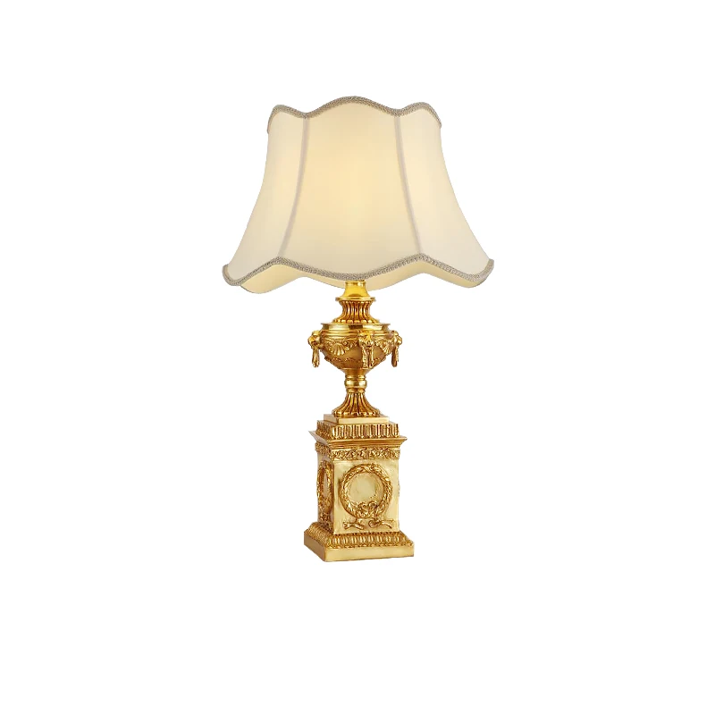 

DINGFAN French All Copper Table Lamp Living Room Bedroom Lamp Decorative Cloth Lampshade Table Lamp