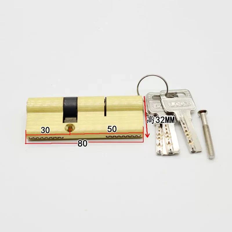 Custom Eccentric Core 70 75 80 85 90 95MM Lock Gold Bed Door Cylinder Pure Brass Door Lock Lengthened Extended