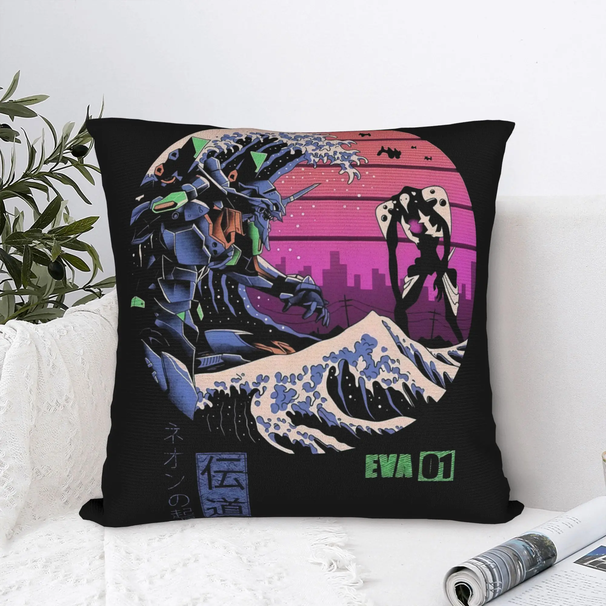 Luxury EVA Neon Genesis Evangelion Cushion Covers 45x45cm Polyester Anime Japanese  Pillow for Sofa Square Pillowcase