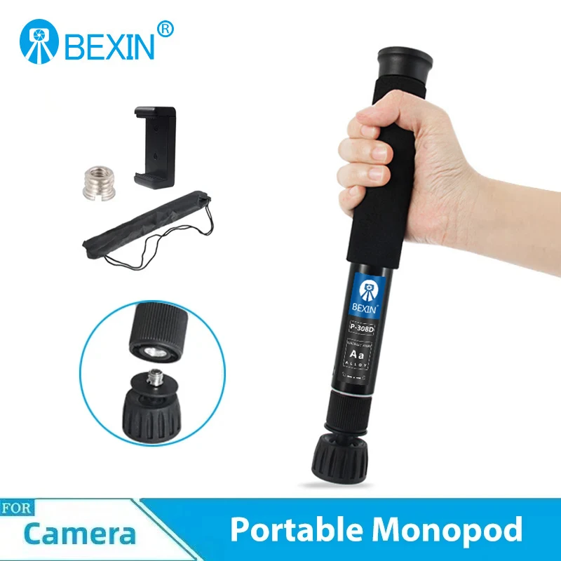 BEXIN P308C/P308D Extendable Lightweight Portable Camera Monopod Handheld Stand Unipod Video Monopod for Canon Sony DSLR Camera