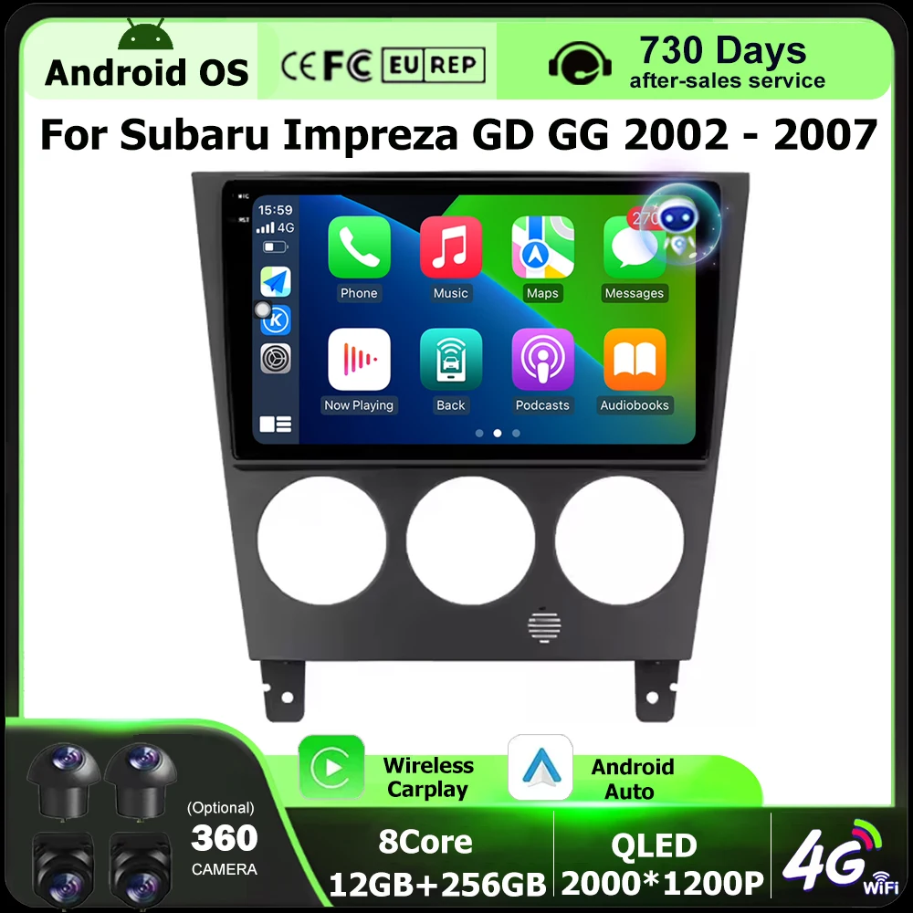 

Автомагнитола Android 16 для Subaru Impreza GD GG 2002-2007: Мультимедийный видеоплеер, GPS-навигация, CarPlay, Bluetooth, 4G, Wi-Fi
