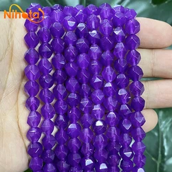 Natural Faceted Dark Purple Chalcedony Round Loose Beads DIY Bracelet Earrings Accessories for Making Jewelry 15