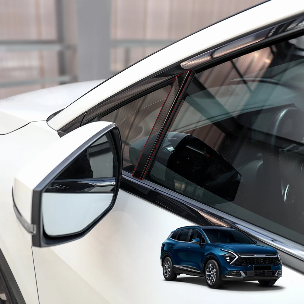 

For Kia Sportage NQ5 2022-2026 Carbon Fiber Car Window A Pillar Posts Trim Cover Exterior Accessories