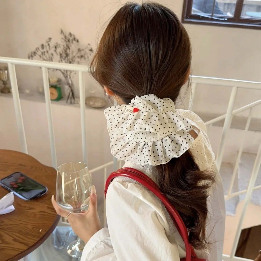 French Gentle Elegant Hair Scrunchies Women Girls Elastic Hair Rubber Bands Accessories Ruffles Hair Tie Rope Headdress Headwear