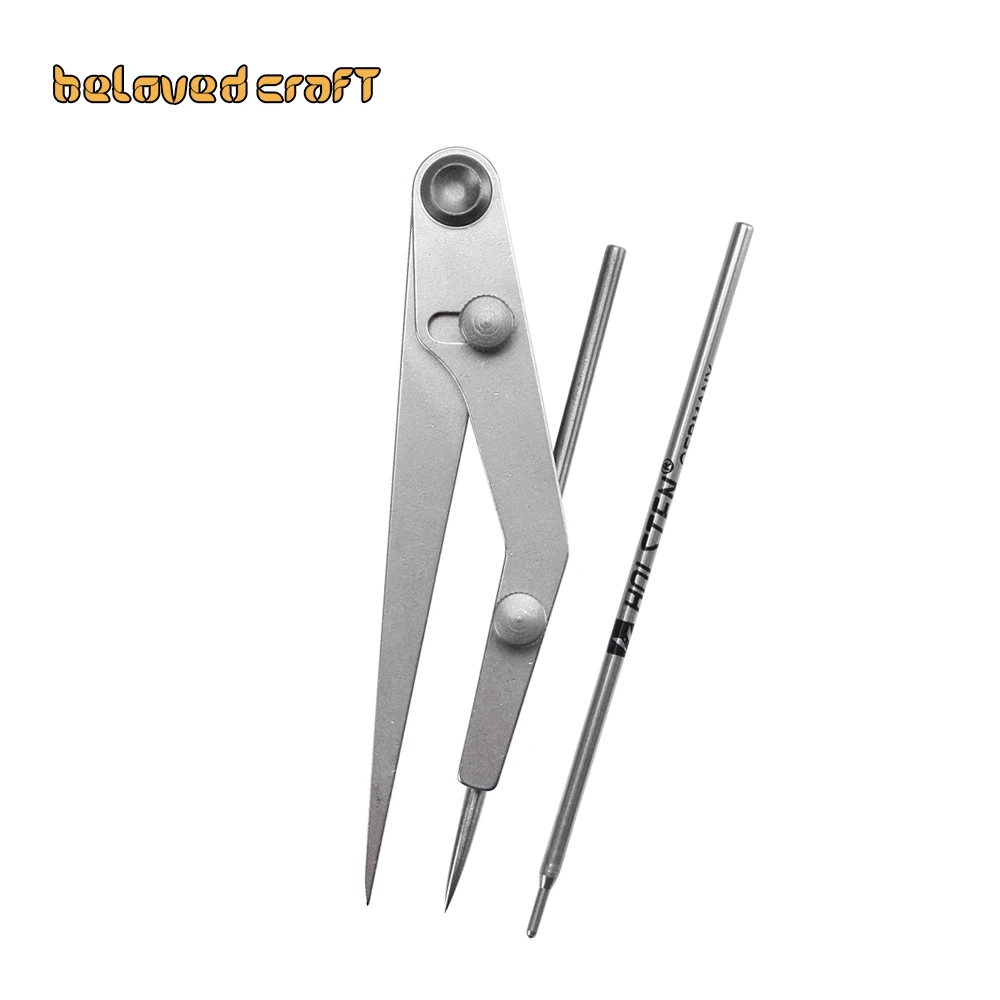 1Pcs DIY Leather Pitch Gauge Professional LeatherCraft Silver Refill Pen Marking Tool Clearance Rules Lockable Spacing Gauge