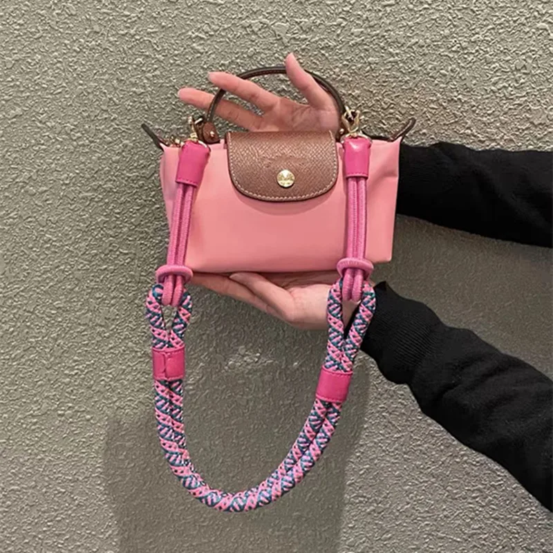 Long Woven Rope Bag Straps And Punch-Free Buckle Set For Longchamp Short Handle Shoulder Handle Bag DIY Accessorie