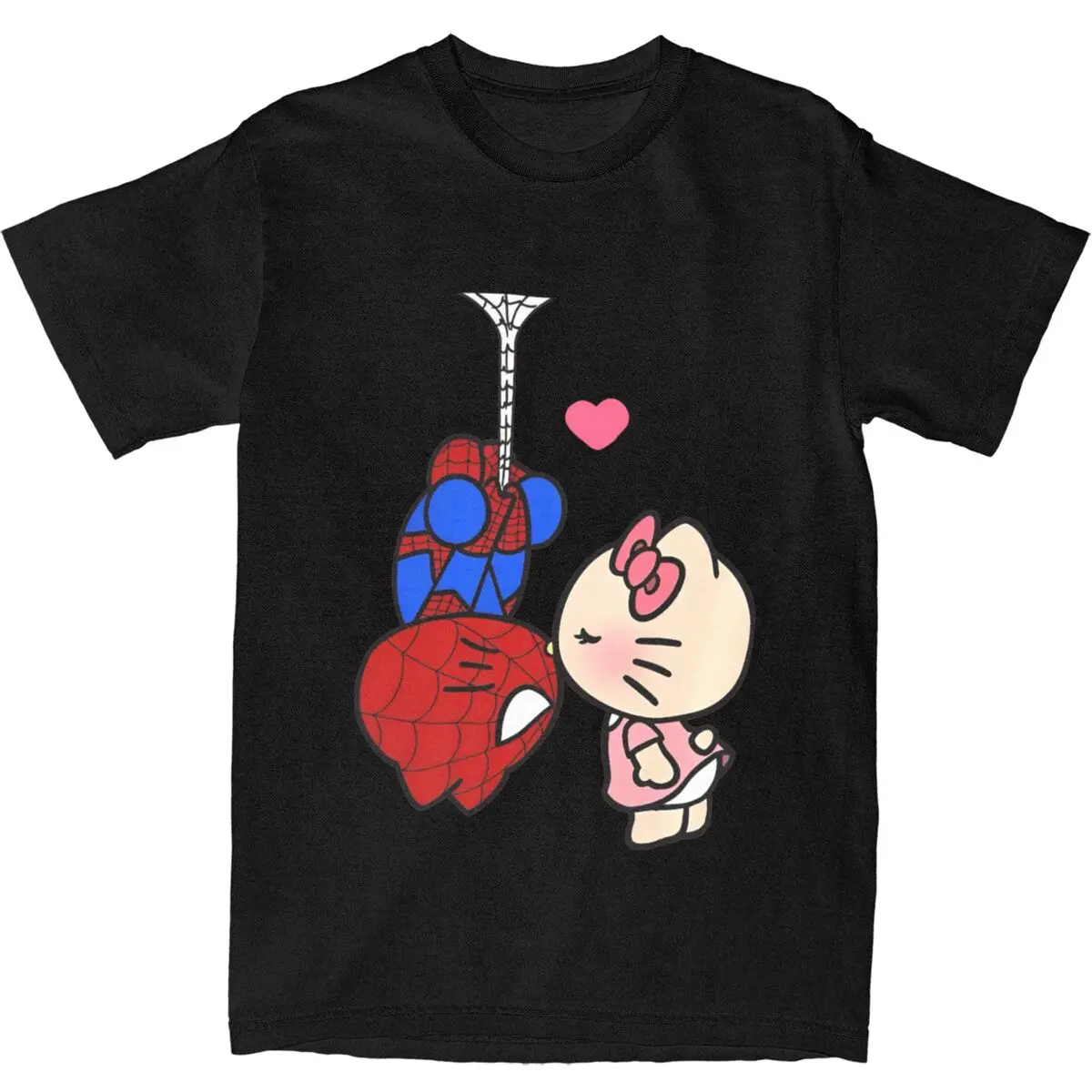 Sanrio Hello Kitty Cartoon Spiderman T-shirt Paar Y2K Puur Katoen T-shirts Zomer Crewneck Harajuku Tees Ontwerp Big Size Tops