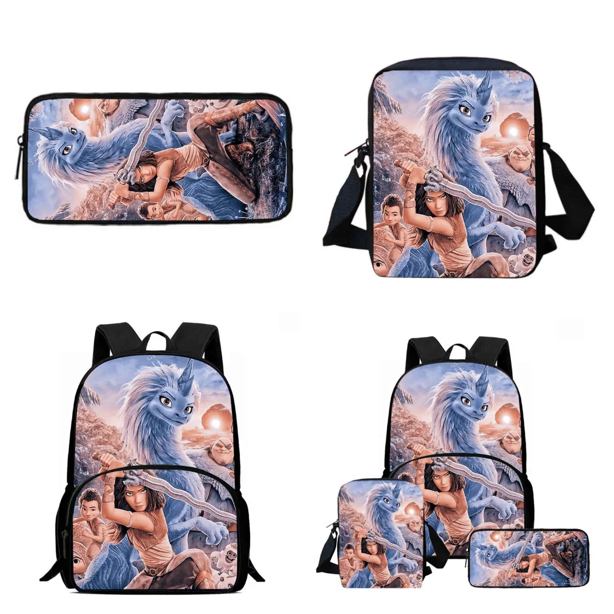 

Школьные сумки с рисунком Диснея Рая «Последний дракон» для детей 5–5 лет, комплект из 3 предметов, школьный рюкзак с передней сумкой, сумка через плечо, сумка-карандаш