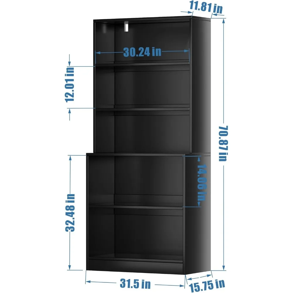 "Livros de madeira com 5 prateleiras de 71 polegadas de altura para sala de estar e escritório, 31,5 polegadas de largura x 70,87 polegadas de altura x 15,7 polegadas de profundidade"