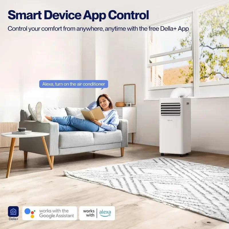 DELLA Smart WiFi Enabled 10000 BTU Portable Air Conditioner with Heat Pump Cools Up To 550 Sq.Ft, Work with Alexa