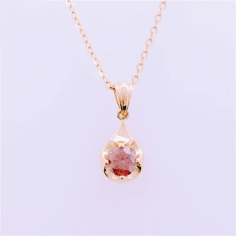 585 Purple Gold Plated 14K Rose Gold Necklace Exquisite Gemstone Light Luxury Flower Pendant Sweet Charm Clavicle Chain Jewelry