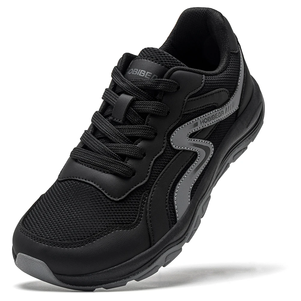 HOBIBEAR Unisex-Laufschuhe mit breiter Zehenpartie, Schnür-Wanderschuhe, Outdoor-Reise-Sneaker aus Kunstleder und Mesh