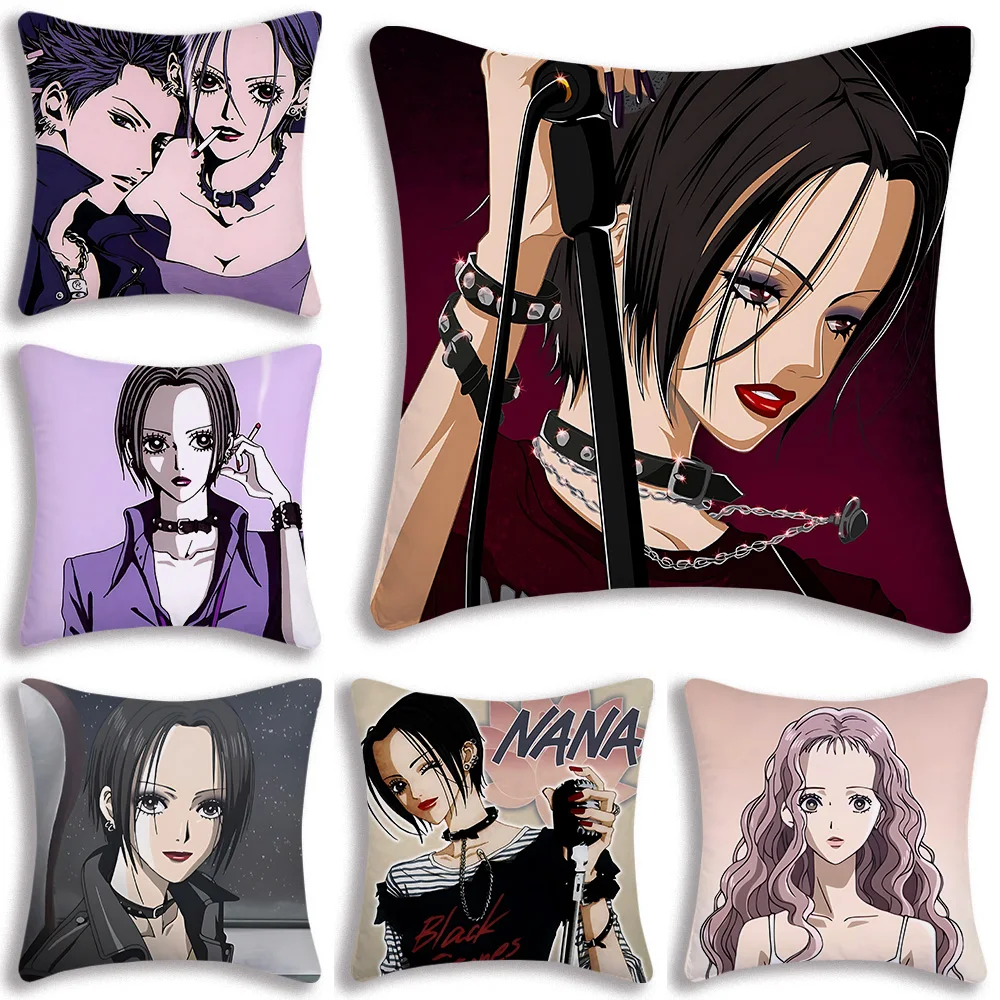 Nana Anime Pillow Covers Cartoon Sofa Decorative Home Double-sided Printing Short Plush Cute Cushion Cover