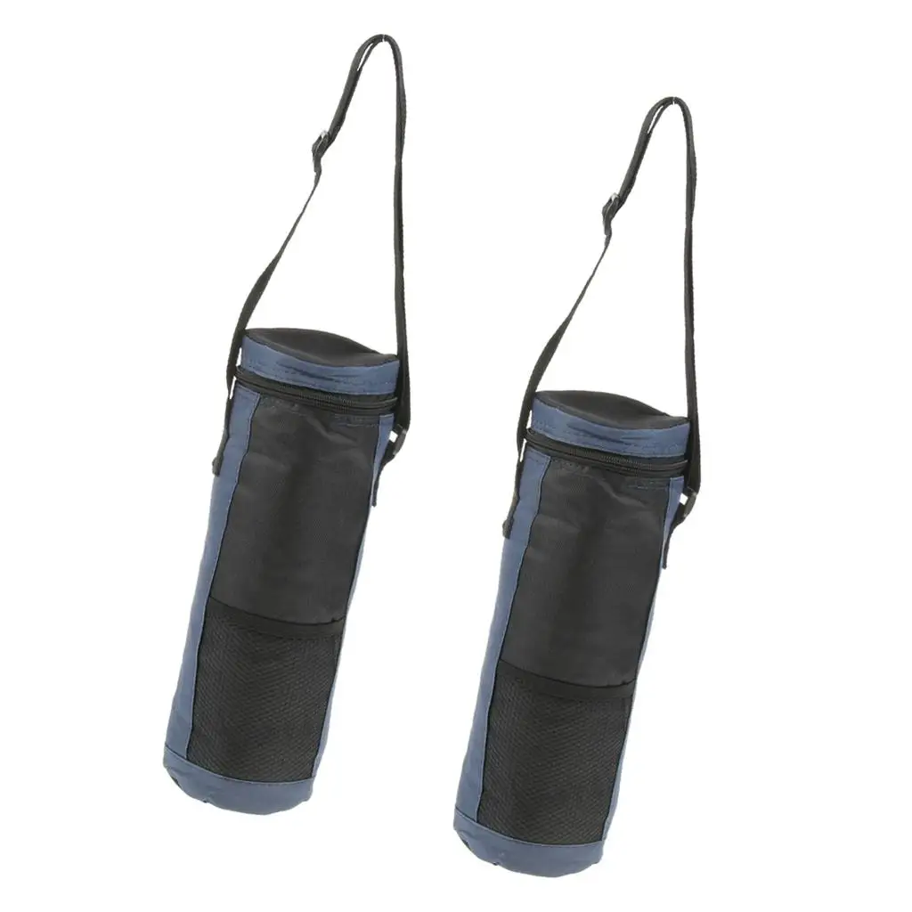 2 Packs Insulated Bottle Carrier Camping Hiking Lunch Picnic Cooler 2L Black
