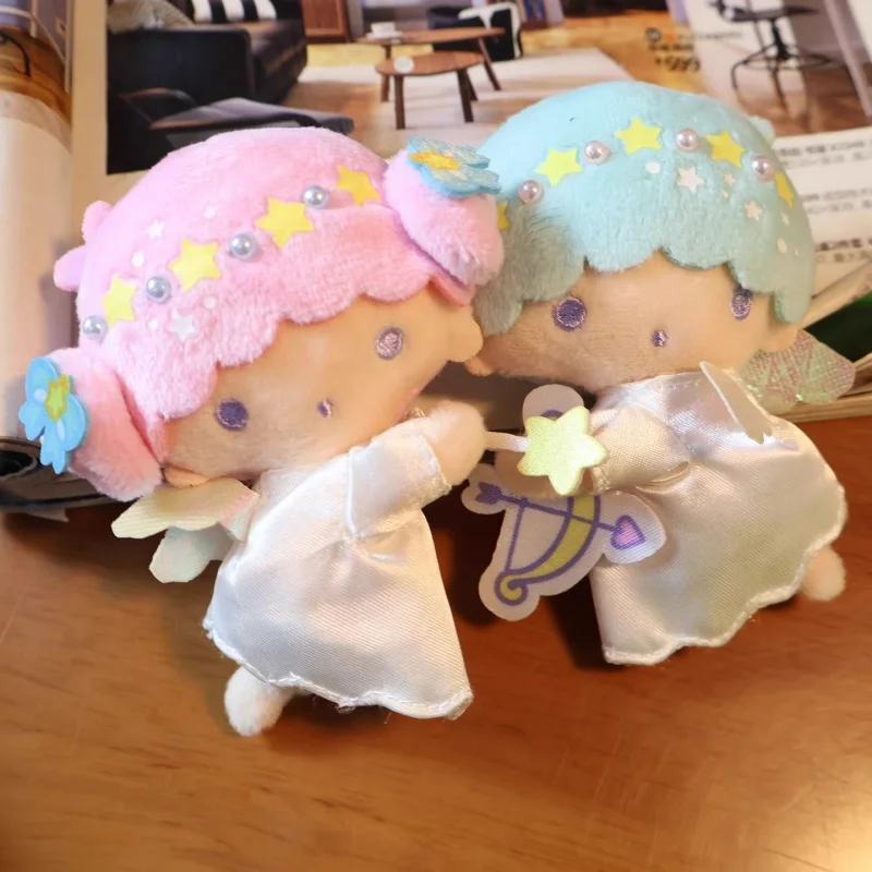 Плюшевая брошь-украшение для волос Sanrio Little Twin Stars, 10 см, серия ко Дню святого Валентина, с жемчужной звездой, для пар, подарок на выходные