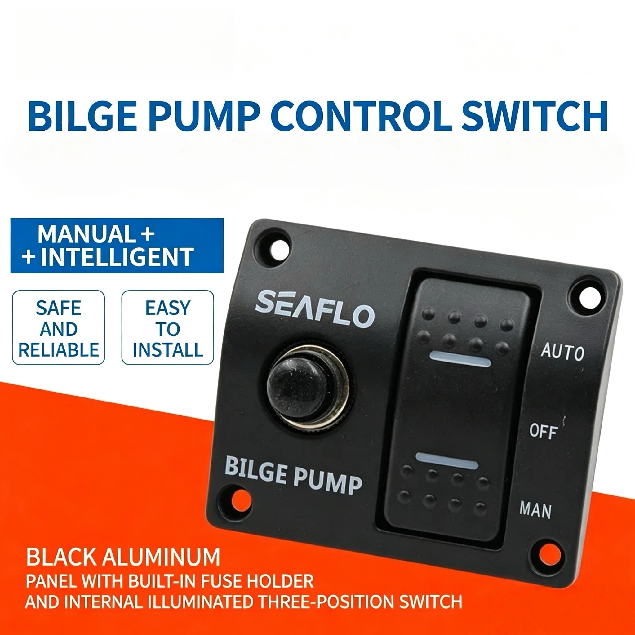 Bilge Pump Control Switch Panel, Waterproof Automatic Float Control Switch for Yacht Marine Accessories