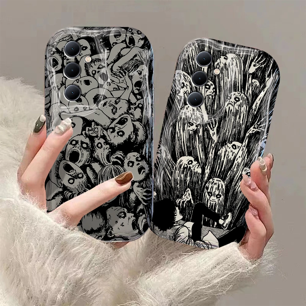 Junji Ito horror Hot comics 3D Wave Case For OPPO Realme 12 11 10 9 8 7i 6 5 Pro Plus C67 C55 C31 C35 C11 C12 C15 C20 C21Y Cover