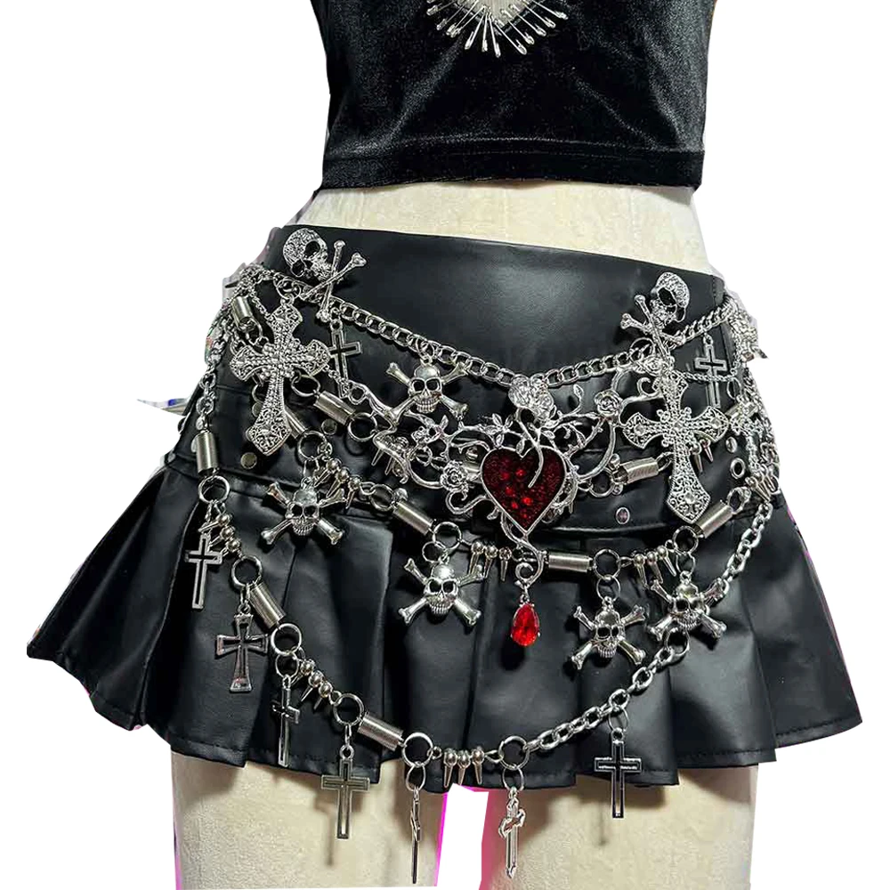 

Gothic Skirts Street Wear Goth Harajuku Eco Y2K Vegan Leather Emo Heart 90s Kawaii Skull Glitch Core Grunge Punk Rock Pin