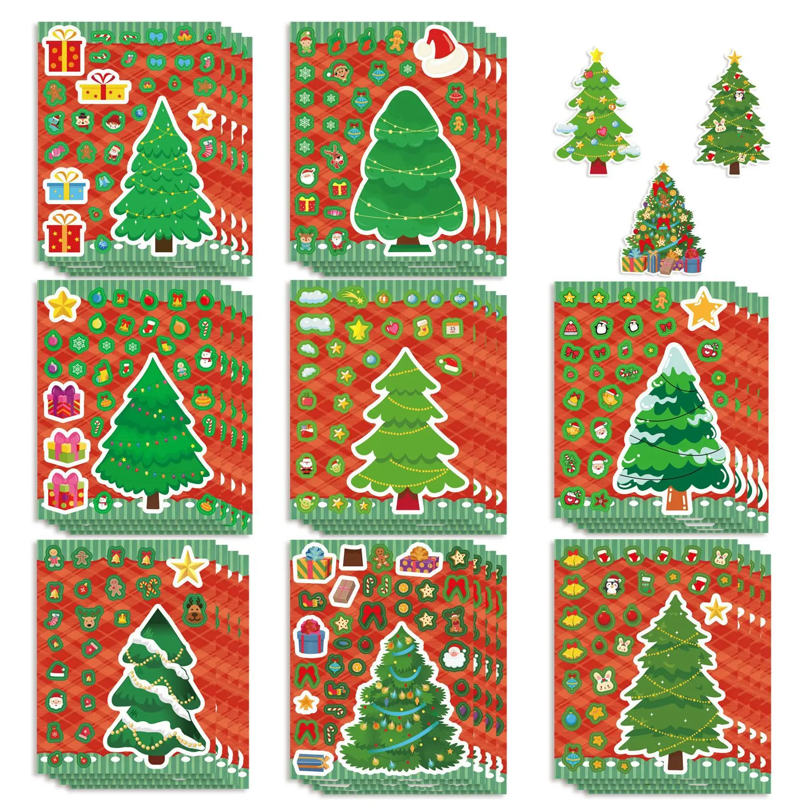 8-Pack Christmas Tree Puzzle Stickers Waterproof Decoration Decals for Guitar Tablet Luggage Notebook Stationery