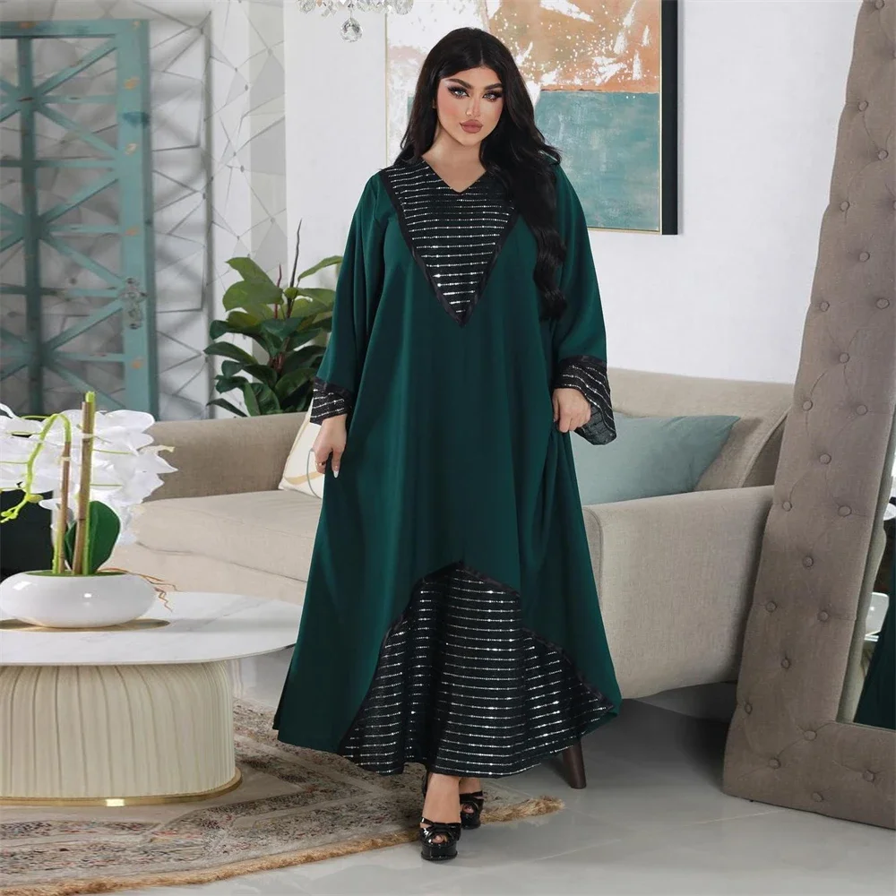 

Eid Djellaba Abaya Dubai Sequin Long Dress Women Turkey Arabic Jalabiya Muslim Fashion Ramadan Kaftan Islamic Clothing Robe Gown