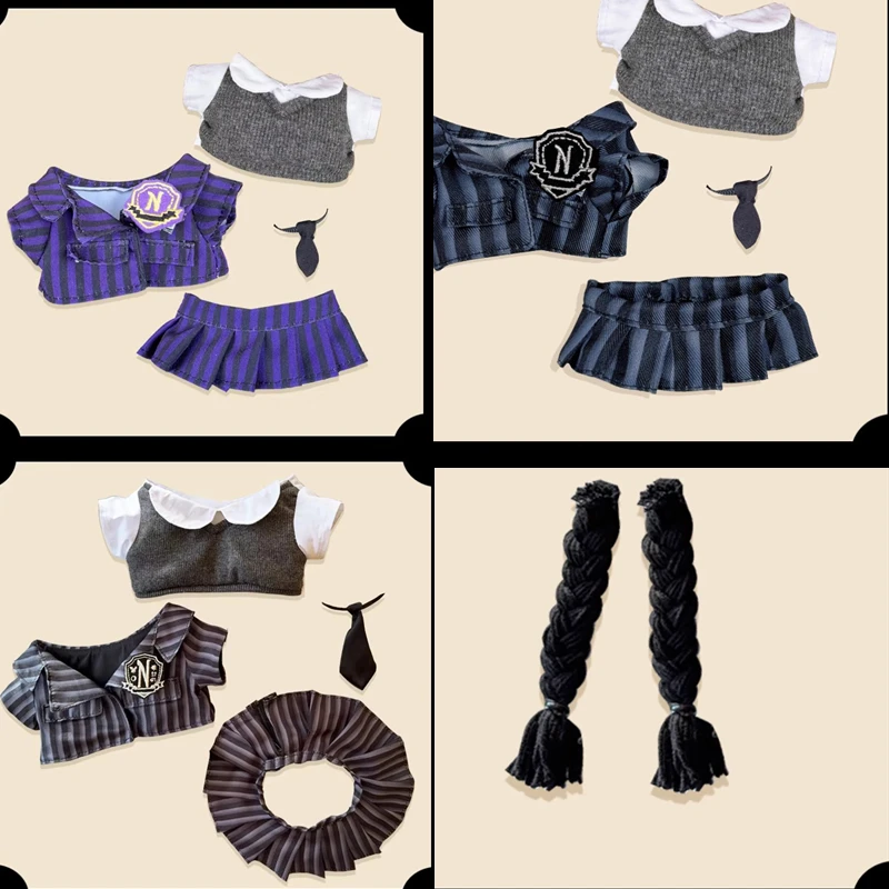 

Кукольная одежда для Labubu, школьная форма, полосатая кукольная одежда 17 см, 38 см, фарфоровая подвеска, игрушечные аксессуары