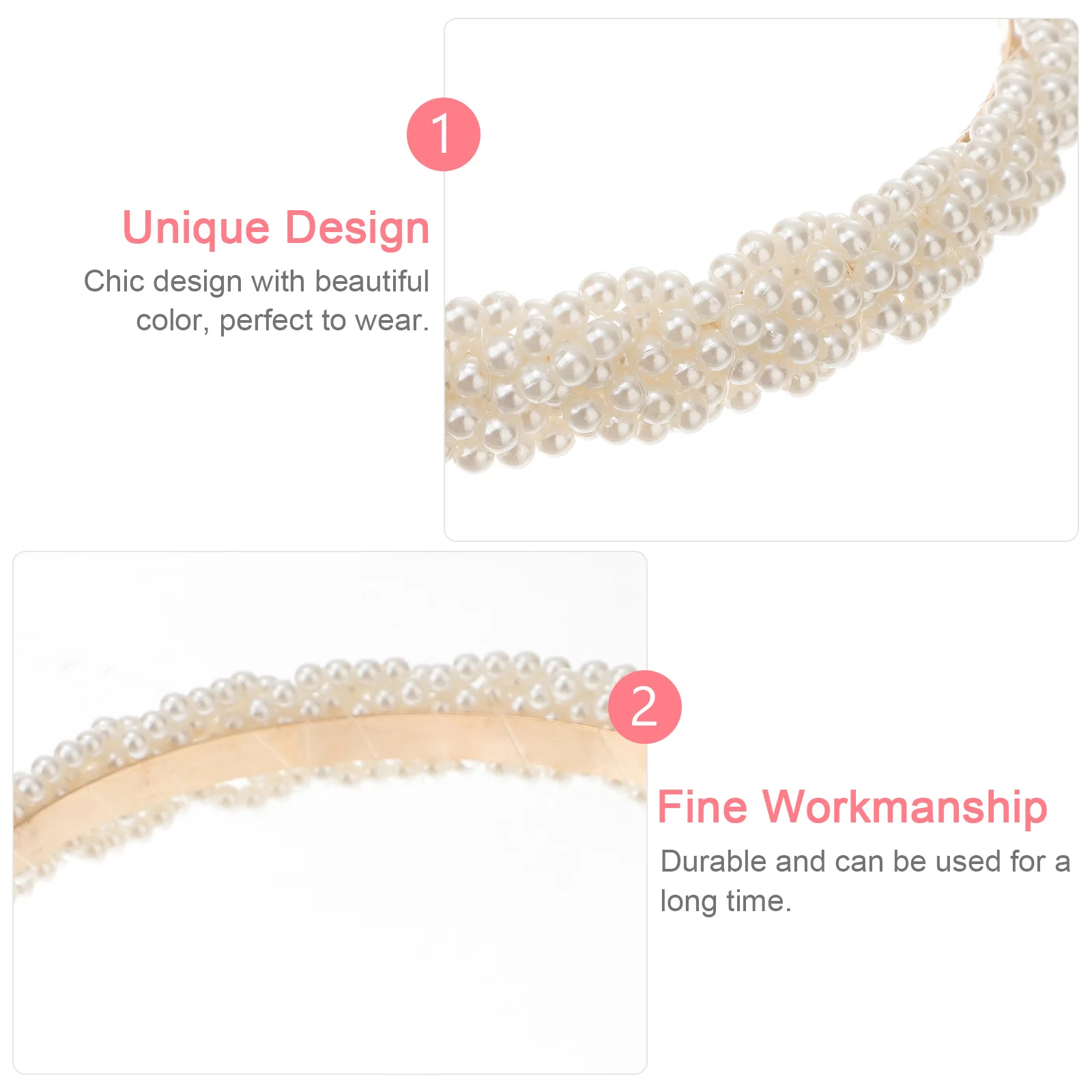 

Pearl Headband Women Headdress Thin Headwear Fashion Hair Hoop White Bridal Accessories Girl Durable No Fading Lightweight Easy