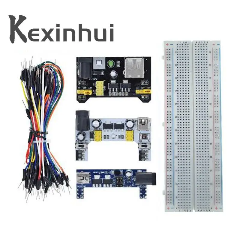 3.3 فولت/5 فولت MB102 وحدة طاقة اللوح + 65 أسلاك توصيل معزز + MB-102 830 نقطة النموذج لوح خبز لمجموعة اردوينو