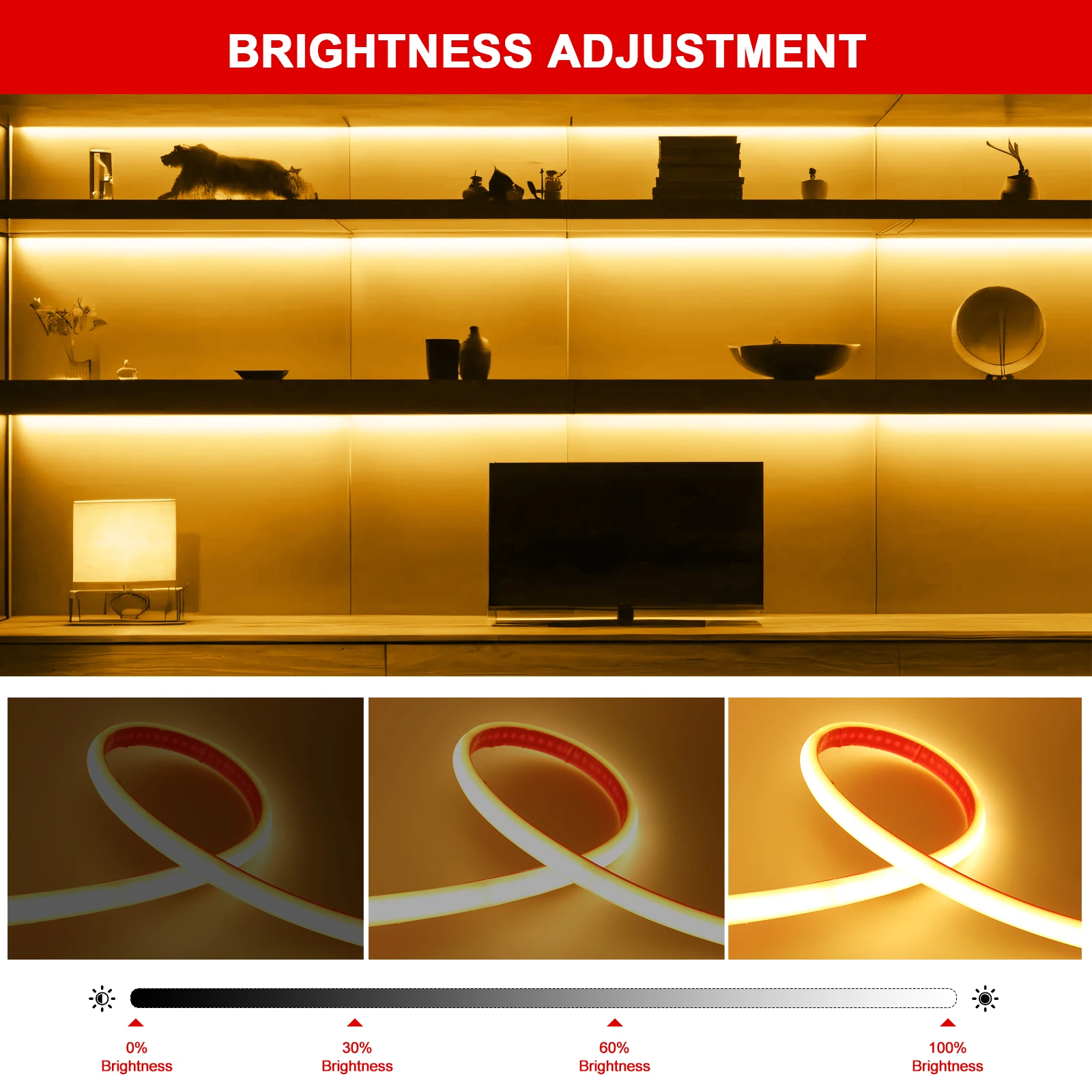 Dimmable COB LED Strip Light 220V Wall Touch Wifi Bluetooth With 23key Remote 240LED IP67 Flexible Adhesive Linear Lighting