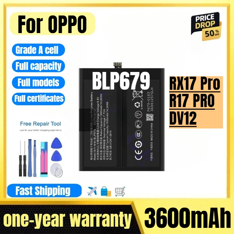 

BLP679 for OPPO RX17 Pro/R17 PRO/DV12 Phone Battery High Quality High Capacity Replacement Bateria Grade A Cell with Tools