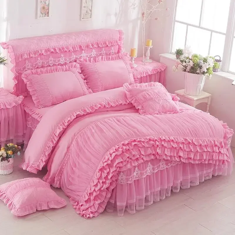 Luxury Bedding Sets Lace Home 3 Pcs Duvet Cover Comforter Cotton Bedding Sets Queen/King Soft Duvet Cover Beds with pillowcases