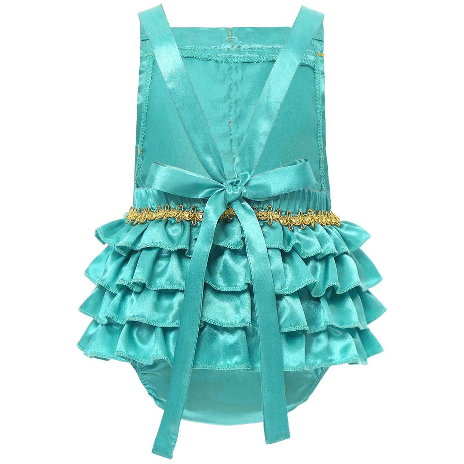 0-2T Girls Arabian Princess Romper Halloween Cosplay Costume Sleeveless Backless Shiny Sequins Bodysuit Photography Clothes image 2