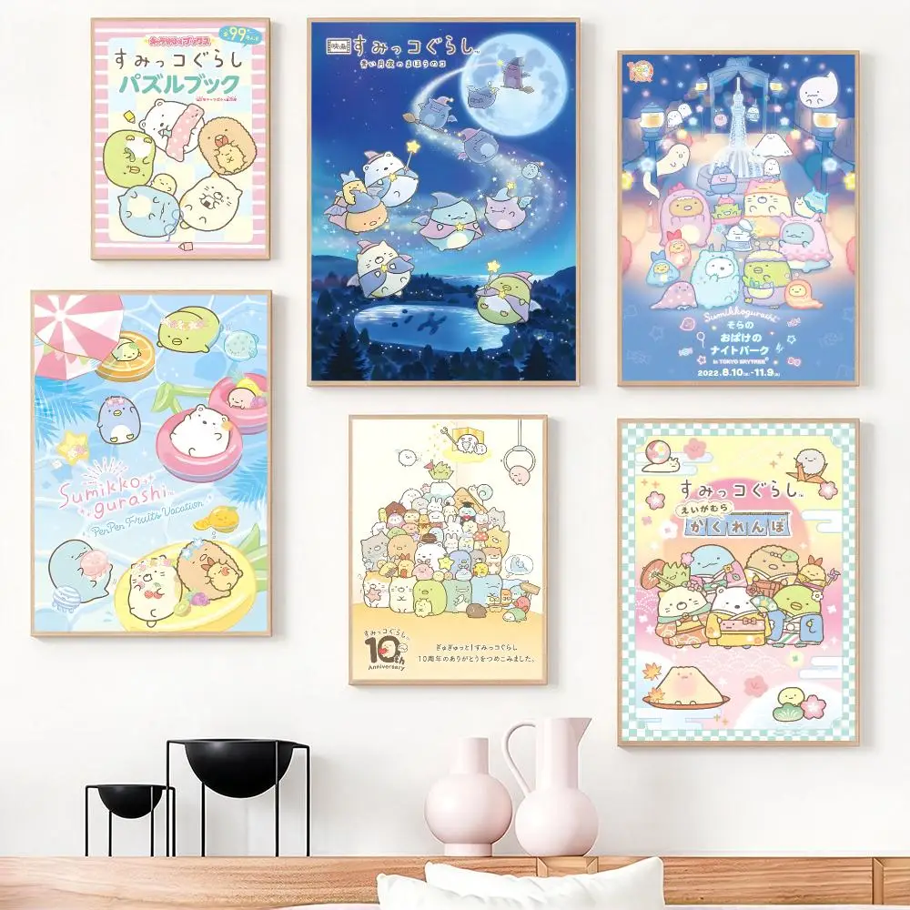 pattern Sumikko Gurashi Poster Poster HD Frameless Creamy Style Home Decor Wall Art for Living Room Bedroom Gift