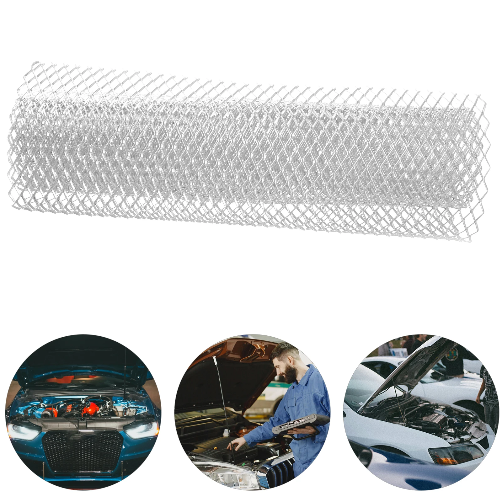 

Aluminum Alloy Mesh Grille 100x33cm Universal Front Grill Rust Resistant Breathable Car Modification Fits Various