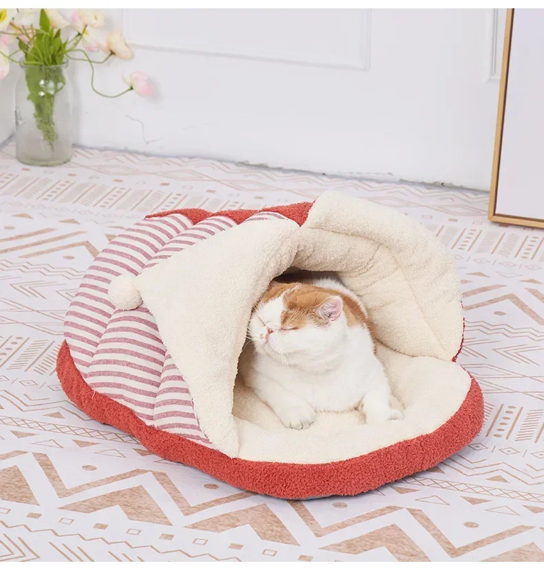 Warm Thickened Cat/Dog Nest for Winter Funny Halloween Clown Design Pet House Comfortable Short Plush Bed for Kitten Puppy