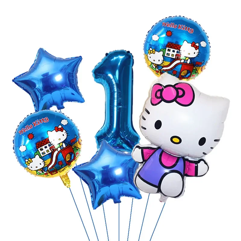 Cartoon Hello Kitty helium balloons cute Cat 32inch number Baby shower girl foil globos birthday party decorations kids toys