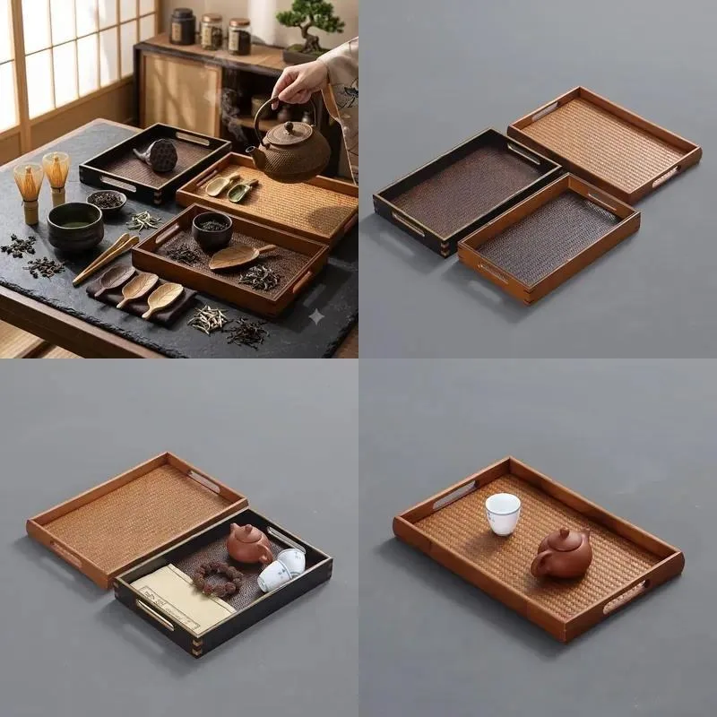 for High-quality natural bamboo flat-woven dinner plates and cup holders, suitable for Chinese home kitchen decoration