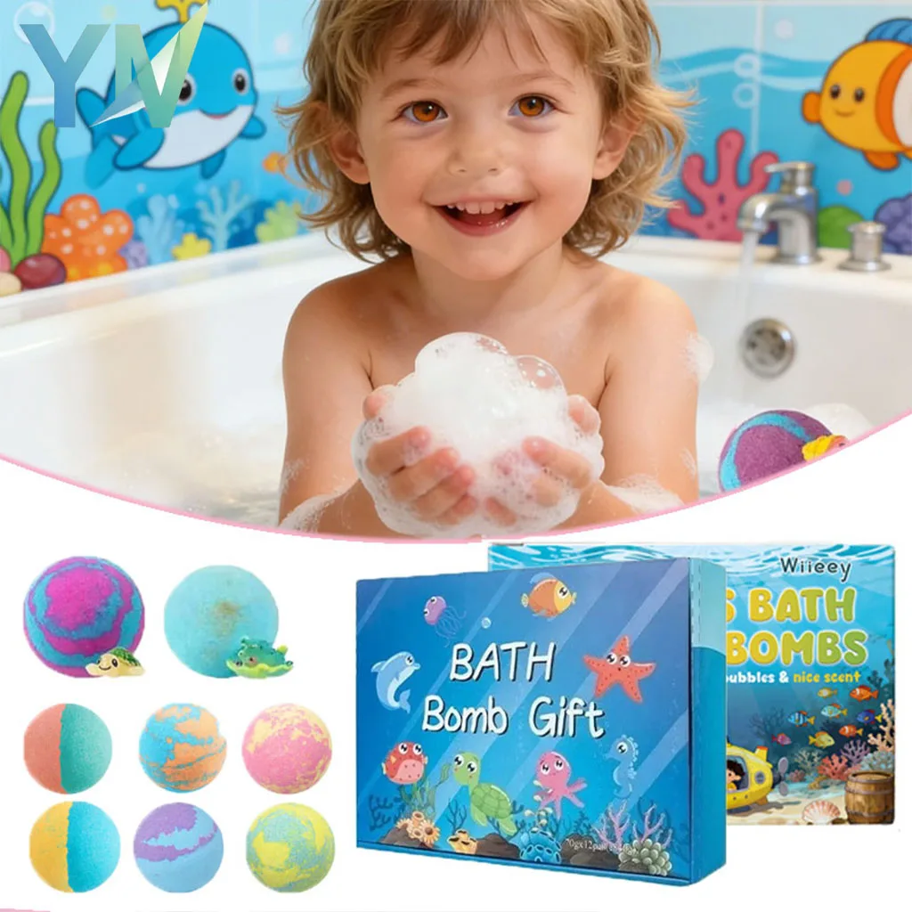 6/12PCS/BOX Fun Bubble Bath Ball Gentle Moisturizing Skin Cleansing Fragrant Spa Bath Fizzies for Relaxation Body Care Gift
