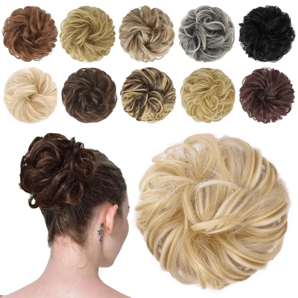ที่คาดผมทรงมวยผมยุ่งแบบยืดหยุ่น - ยางมัดผมทรงมวยหยิกเป็นลอน ต่อผมปลอมแบบชิญองสำหรับผู้หญิงและเด็กผู้หญิง, B
