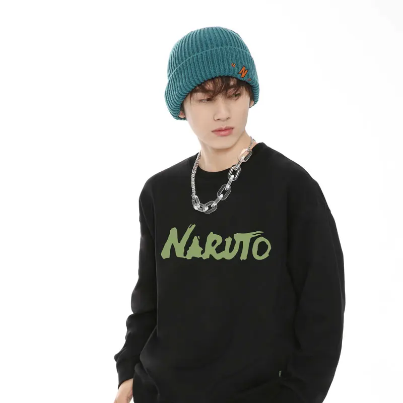 Naruto Anime Co-Branded Hoodie masculino, gola redonda, Six-Way Payne, casaco perimetral, roupas soltas, moda