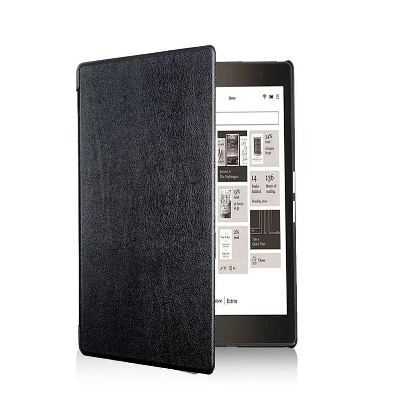 Leather Case for Kobo Aura Edition 2 Cover 6 Inch N236 EReader Ebook Funda Capa Folio Magnetic Auto Wake Sleep Print Book Cover