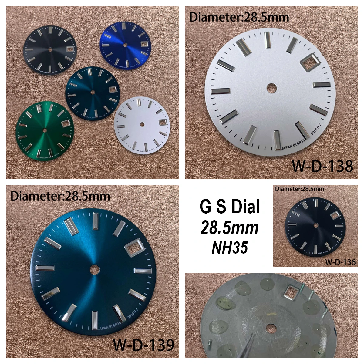 

28.5mm GS Logo Sunray Dial Suitable For NH35/NH36 Japan Movement High Quality Watch Modification Accessories