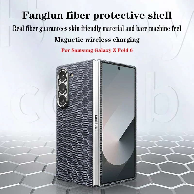 

For Samsung Z Fold 7 Luxury Ultra Thin Carbon Fiber Kevlar Folding Phone Case For Galaxy Z Fold6 Magnetic Metal Lens Grame Cover