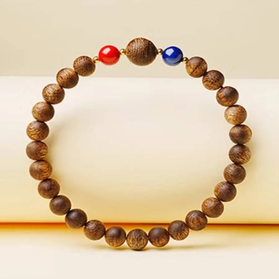 Handmade eaglewood beads bracelet,lapis lazuli men's cuff button bracelet,Ramadan prayer bead,women's meditation,holiday gif view 4