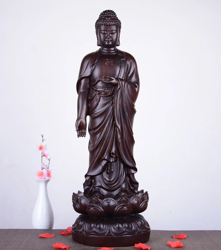 50cm Large high-quality HOME family living Room Shrine Sakyamuni RULAI Tathagata BUDDHA bless Ebony Wood HAND carving art statue