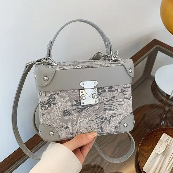 

2025 Lock Square Bag, Fashion Shoulder Purse for Women, Minimalist Crossbody Tote, Chic Day-to-Night Bag, Textured Sling Bag